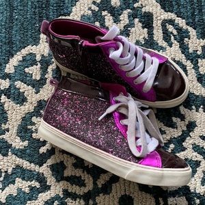 Gap kids purple glitter high tops - size 2